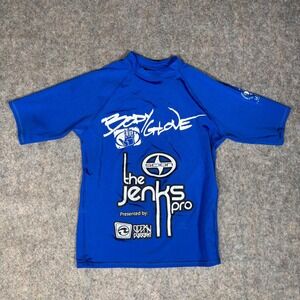 The Jenks Pro Body Glove Rash Guard Mens M Blue Scion Ocean Current UV Shirt